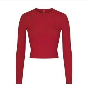 NWT SKIMS Soft Lounge Long Sleeve Crop in Brick (S)